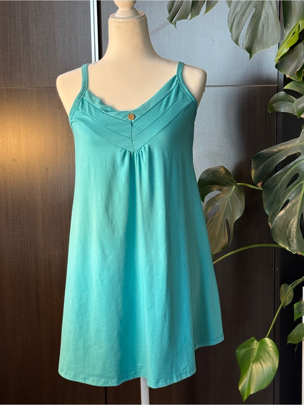Turquoise Sleeveless A-Line Tank Dress